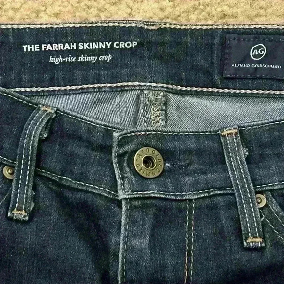 AG Jeans Women’s Size 24 Farrah High Rise Skinny Crop Dark Wash Jeans - Picture 5 of 10